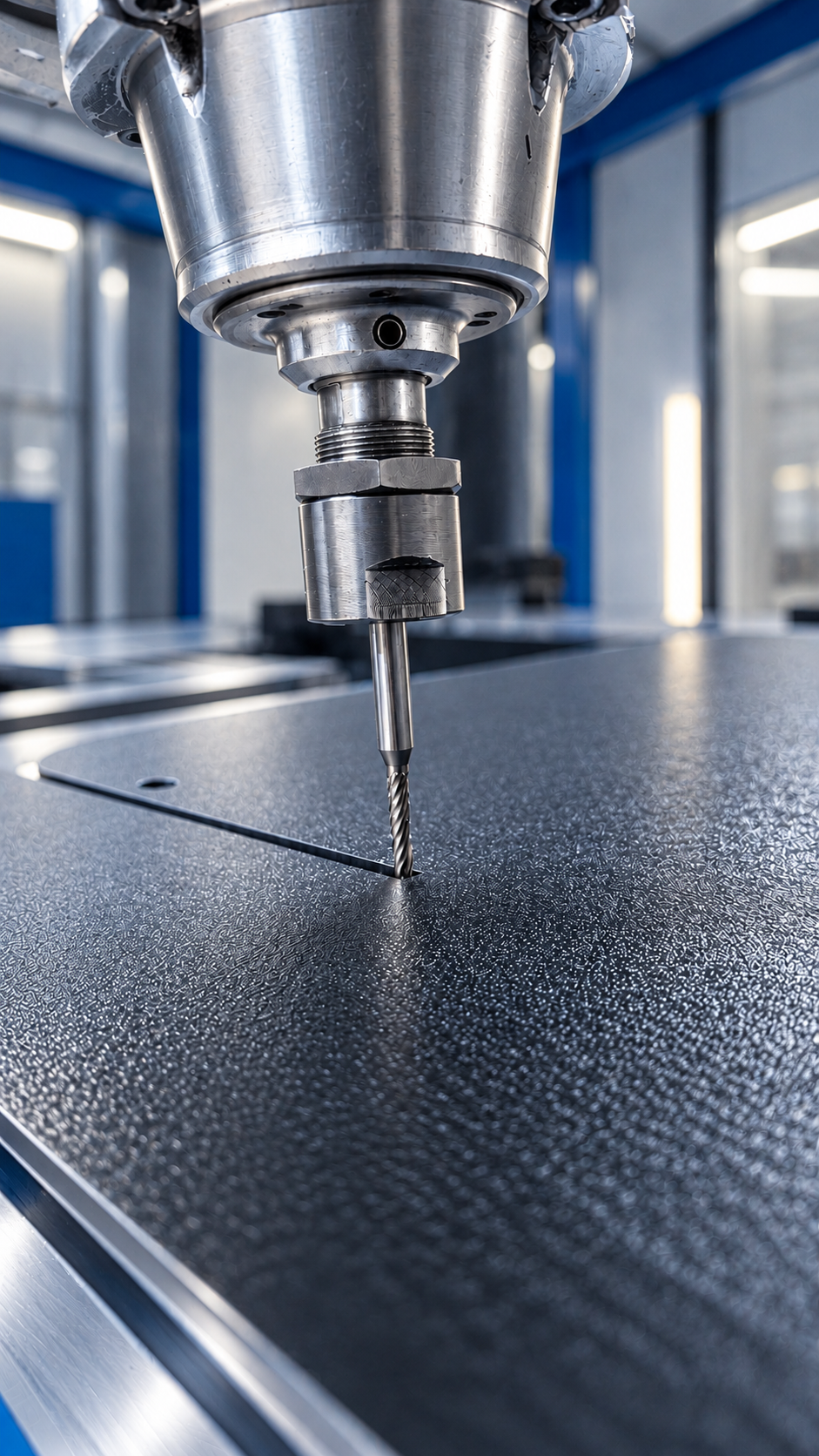 CNC-Werkzeuge bearbeiten Konturen und bringen Öffnungen in das Bauteil ein.